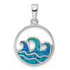 Sterling Silver Rhodium-Plated Blue Lab-Created Opal Wave Pendant