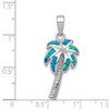 Sterling Silver Lab-Created Blue Opal Inlay Palm Tree Pendant