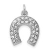 Sterling Silver Rhodium-Plated Horseshoe w/Synthetic Crystal Charm