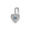 14k White Gold March Simulated Birthstone Heart Charm