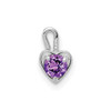 14k White Gold February Simulated Birthstone Heart Charm