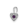 14k White Gold February Simulated Birthstone Heart Charm