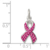 Sterling Silver Stellux Synthetic Crystal Pink Awareness Ribbon Pendant