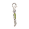 Sterling Silver Green Enameled and CZ Butterfly w/ Lobster Clasp Charm