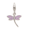 Sterling Silver Lilac Enameled and CZ Dragonfly w/ Lobster Clasp Charm