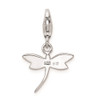 Sterling Silver Lilac Enameled and CZ Dragonfly w/ Lobster Clasp Charm