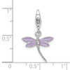 Sterling Silver Lilac Enameled and CZ Dragonfly w/ Lobster Clasp Charm