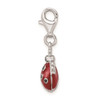 Sterling Silver CZ Rhodium Plated 3-D Enameled Ladybug w/Lobster Clasp Charm