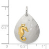 Sterling Silver Gold-Tone CZ Seahorse Brushed Charm