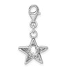 Sterling Silver Rhodium-Plated CZ Simulated April Birthstone Star Charm