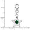 Sterling Silver Rhodium-Plated CZ Simulated May Birthstone Star Charm