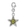 Sterling Silver Rhodium-Plated CZ Simulated August Birthstone Star Charm