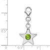 Sterling Silver Rhodium-Plated CZ Simulated August Birthstone Star Charm