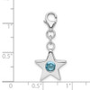 Sterling Silver Rhodium-Plated CZ Simulated September Birthstone Star Charm