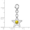 Sterling Silver Rhodium-Plated CZ Simulated November Birthstone Star Charm