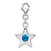 Sterling Silver Rhodium-Plated CZ Simulated December Birthstone Star Charm