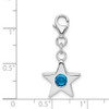 Sterling Silver Rhodium-Plated CZ Simulated December Birthstone Star Charm