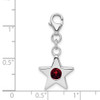 Sterling Silver Rhodium-Plated CZ Simulated January Birthstone Star Charm