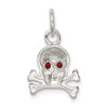 Sterling Silver Red CZ Skull Charm