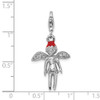 Rhodium-Plated Sterling Silver Enameled w/CZ 3D Fairy Lobster Clasp Charm