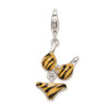 Sterling Silver Rhodium-Plated CZ Polished Enamel Tiger Bikini Charm