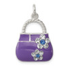 Sterling Silver Purple Enameled CZ Purse Charm