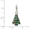Sterling Silver CZ Enameled Christmas Tree Charm
