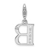 Rhodium-Plated Sterling Silver CZ Letter B w/Lobster Clasp Charm QCC104B