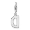 Rhodium-Plated Sterling Silver CZ Letter D w/Lobster Clasp Charm QCC105D