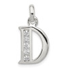 Sterling Silver White CZ Initial D Charm
