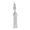 Rhodium-Plated Sterling Silver CZ Letter I w/Lobster Clasp Charm QCC104I