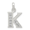 Sterling Silver White CZ Initial K Charm