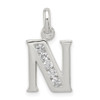 Sterling Silver White CZ Initial N Charm