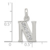 Sterling Silver White CZ Initial N Charm