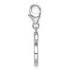 Rhodium-Plated Sterling Silver CZ Numeral 6 w/Lobster Clasp Charm