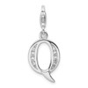 Rhodium-Plated Sterling Silver CZ Letter Q w/Lobster Clasp Charm QCC104Q