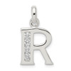 Sterling Silver White CZ Initial R Charm