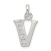 Sterling Silver White CZ Initial V Charm