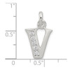 Sterling Silver White CZ Initial V Charm