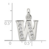 Sterling Silver White CZ Initial W Charm