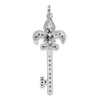 Sterling Silver Black and White CZ Fleur De Lis Key Charm