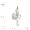 Sterling Silver Polished CZ Heart and Key Charm