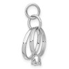 14k White Gold Polished 3D CZ Wedding Rings Charm