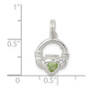 Sterling Silver Claddagh with Green CZ Charm
