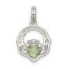 Sterling Silver Claddagh with Green CZ Charm