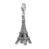 Sterling Silver 3-D Antiqued Eiffel Tower w/Lobster Clasp Charm