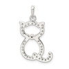 Sterling Silver Polished CZ Cat Pendant