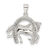 Mens Sterling Silver Horse and Horseshoe CZ Pendant