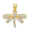 10k Yellow Gold With Rhodium-Plating CZ Dragonfly Pendant