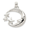 Mens Sterling Silver Moon And Stars With CZ Pendant